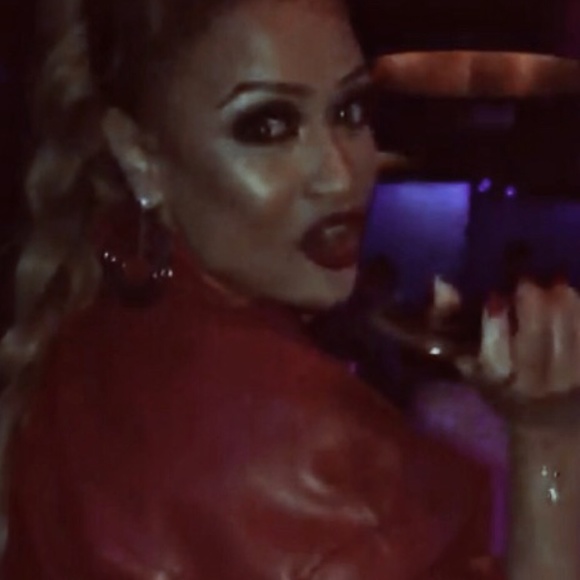 'CARDI-B' Red Vegan Leather Jacket Dress - Picture 12 of 12